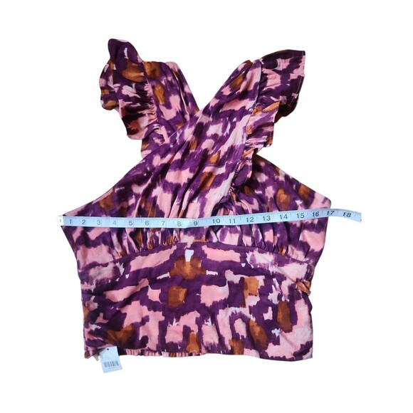 Anthropologie Babydoll Cropped Top Womens Medium Purple Ruffle Beach Boho Summer - Picture 7 of 8